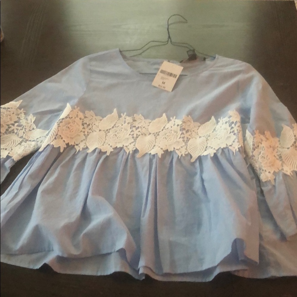 Brand new blue & white blouse